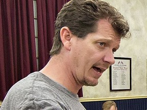 Bill Schatz, shown in a 2019 directing the Brant Men of Song, pleaded guilty earlier this year to sexual exploition. Schatz was head of the arts department at Pauline Johnson Collegiate until his suspension after he was charged in September 2021. (Expositor file photo)