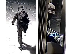 Elgin County OPP released images of two suspects in a break-in at the Free Reformed Church in Central Elgin. (OPP photos)