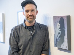 London artist Billy Bert Young, seen here with his work, Study for Self Portrait, says he made a start and gained confidence by taking part in the Up With Art fundraiser for Museum London and The Unity Project for Relief of Homelessness more than a decade ago. He's back for the 13th edition this year. (Derek Ruttan/The London Free Press)