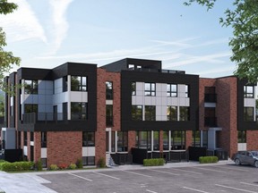 An artist's rendering shows stacked townhouses proposed for 3480 Morgan Ave. in south London, near Wharncliffe and Wonderland roads.