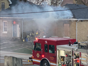 London firefighters battled a blaze at a vacant home near near the intersection of Adelaide Street and York Street on Thursday April 21, 2023. (London fire department photo)