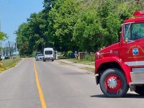 Investigators were on scene of a fatal crash that killed two people who were riding bicycles that happened around 5 a.m. on June 22, 2022 on River Road on Walpole Island First Nation. (File photo)