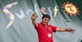 Sunfest organizer Alfredo Caxaj is pictured on the main concert stage in London's Victoria Park on July 10th, 2011. (Free Press file photo)