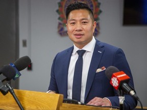 Thai Truong was introduced as London's new police chief on Monday, May 1, 2023. (Derek Ruttan/The London Free Press)