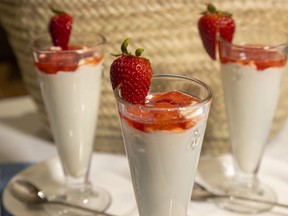 White chocolate mousse with strawberries 
(Mike Hensen/The London Free Press)