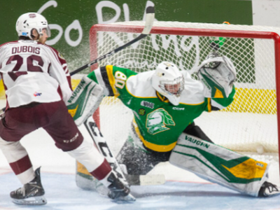 Peterborough Petes' head coach Rob Wilson reacts to moves made at