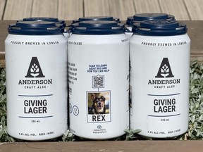 Anderson’s Giving Lager is a fundraiser for the Humane Society of London Middlesex. Giving is sold at local LCBO stores and the brewery. (Anderson Craft Ales photo)