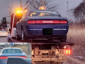 image of a Dodge Challenger being impounded