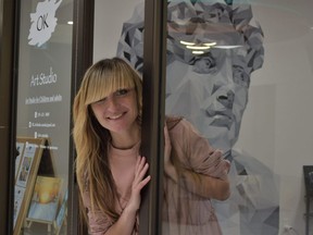 Olia Kovalenko at her art studio