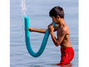 Ahram Shaw, 6, of Kitchener uses a floatie to blow water at his cousins during a family trip to Port Stanley on Wednesday May 31, 2023. Mike Hensen/The London Free Press