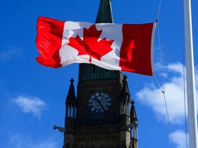Canada flag and Peace Tower