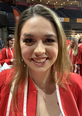 Alexis Willms, 21, graduate of the fire inspection and fire safety education program: “Honestly I'm going to miss the lovely friends and family I've made through this whole experience, and waking up on Zoom, and clicking play.”