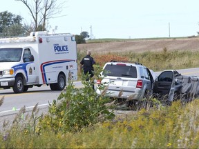 A woman was killed in a collision between an SUV and a sedan on Oct. 7, 2019