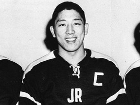 Chatham Sports Hall of Fame inductee Mel Wakabayashi is pictured with the Chatham Jr. Maroons (Chatham Sports Hall of Fame Photo)