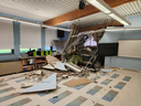 A minivan crashed into Goderich public school on the morning of Monday July 24, 2023. (OPP photo)