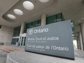 The exterior of the Ontario Court of Justice in Windsor is shown April 22, 2021.