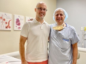 Beacon Herald journalist Cory Smith and Dr. Kassem Ashe. The St. Mary’s Regional Cardiac Care Centre surgeon and a team of nine medical professionals repaired Smith’s aortic tear during emergency open heart surgery March 10.