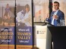 Mark Fisher, director of education for the Thames Valley District school board, addresses administrative staff, vice-principals and principals at a meeting at RBC Place in London on Tuesday, Aug.  29, 2023. (Mike Hensen/The London Free Press)