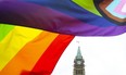 A Pride flag flies on Parliament Hill in Ottawa on Thursday, June 8, 2023.