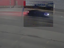 London police have released surveillance video of a dark-coloured sedan with damage to its front end sought in a hit-and-run crash early Monday, Feb. 12,  2024 that injured a male pedestrian. (London Police/Youtube)