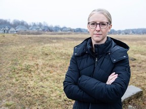Kristin Ladd is leading neighbour opposition to a 142-unit townhouse development proposed behind her home in northeast London. (Derek Ruttan/The London Free Press)