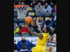 Marcus Ottey of the London Lightning lays up a two points against the Glass City Wranglers.