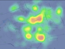 London police have published this heat map indicating where vehicles are at greatest risk of being stolen. Red is the highest risk, followed by yellow and green; purple indicates the lowest risk 