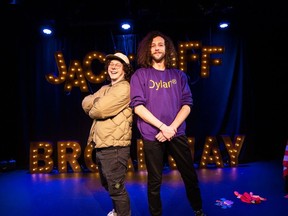 Stratford comedy duo and longtime friends Jonny Woolley, left, and Dylan Woodley helped create Jack Tucker: Comedy Standup Hour, a satirical hit in the middle of an Off Broadway run. (Contributed)