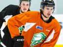 OHL final: London Knights grab 2-0 lead with jaw-dropping dominance 6 London Knights forward Max McCue skates at a team practice at the Western Fair District Sports Centre in London on Wednesday, May 8, 2024. (Derek Ruttan/The London Free Press)