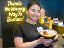 Claire Mamalo is a server at Kinton Ramen, a new Japanese restaurant that has opened at 530 Oxford St. W. in London. Photo taken on Thursday June 13, 2024. (Derek Ruttan/The London Free Press)