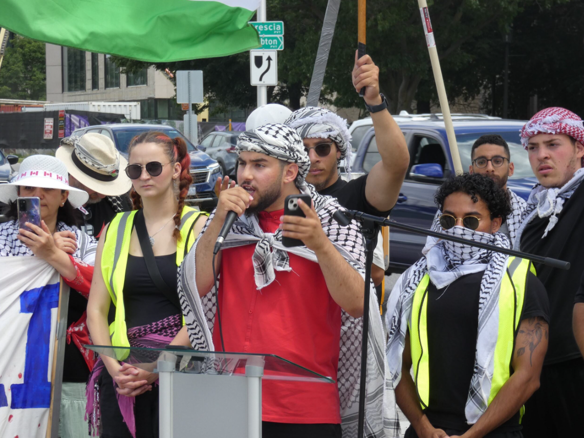 Protesters held a rally as they announced the dismantling of a pro-Palestine encampment at Western University on Saturday July 6, 2024. Jack Moulton/The London Free Press