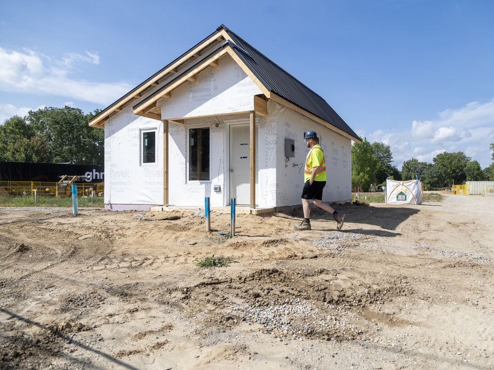 The first house of Project Tiny Hope in St. Thomas is seen on Friday, Aug. 23, 2024. All 40 units of the project are scheduled to be completed during 18 months.(Derek Ruttan/The London Free Press)