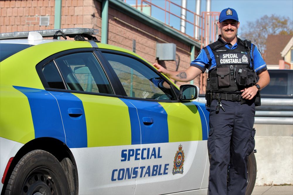 Kyle Llewellyn, 33, is one of 19 new special constables London police hired as part of a program that expands the role the civilian employees to assist frontline officers. Photo taken on Oct. 28, 2024. (Dale Carruthers/The London Free Press)