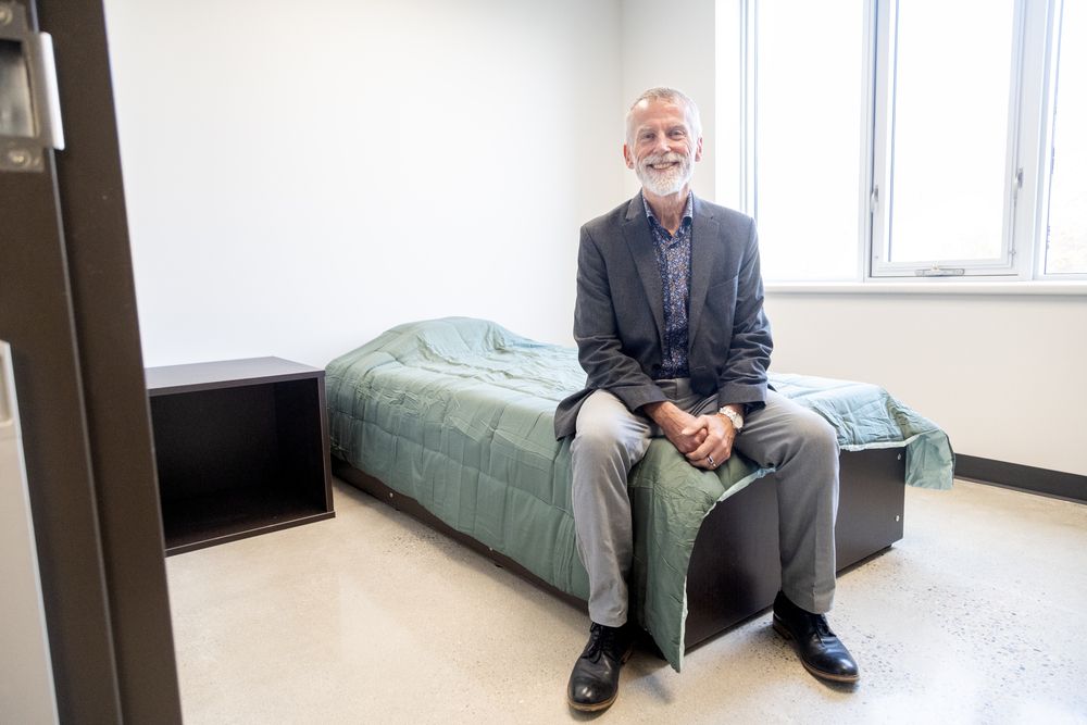 Steve Cordes, CEO of Youth Opportunities Unlimited, is shown in one of the private rooms at the organization's new hub for homeless youth at Victoria Hospital in London on Monday Nov. 18, 2024. (Derek Ruttan/The London Free Press)