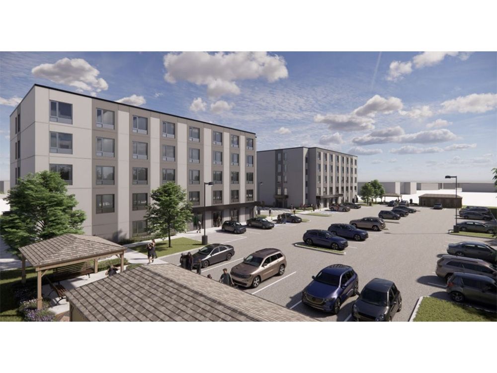 Two, five-storey apartment buildings planned for 1958 Duluth Cres. in east London are shown in a rendering. All of the 120 units would be rented at 80 per cent of market rate. (Photo by Architects Tillmann Ruth Robinson)