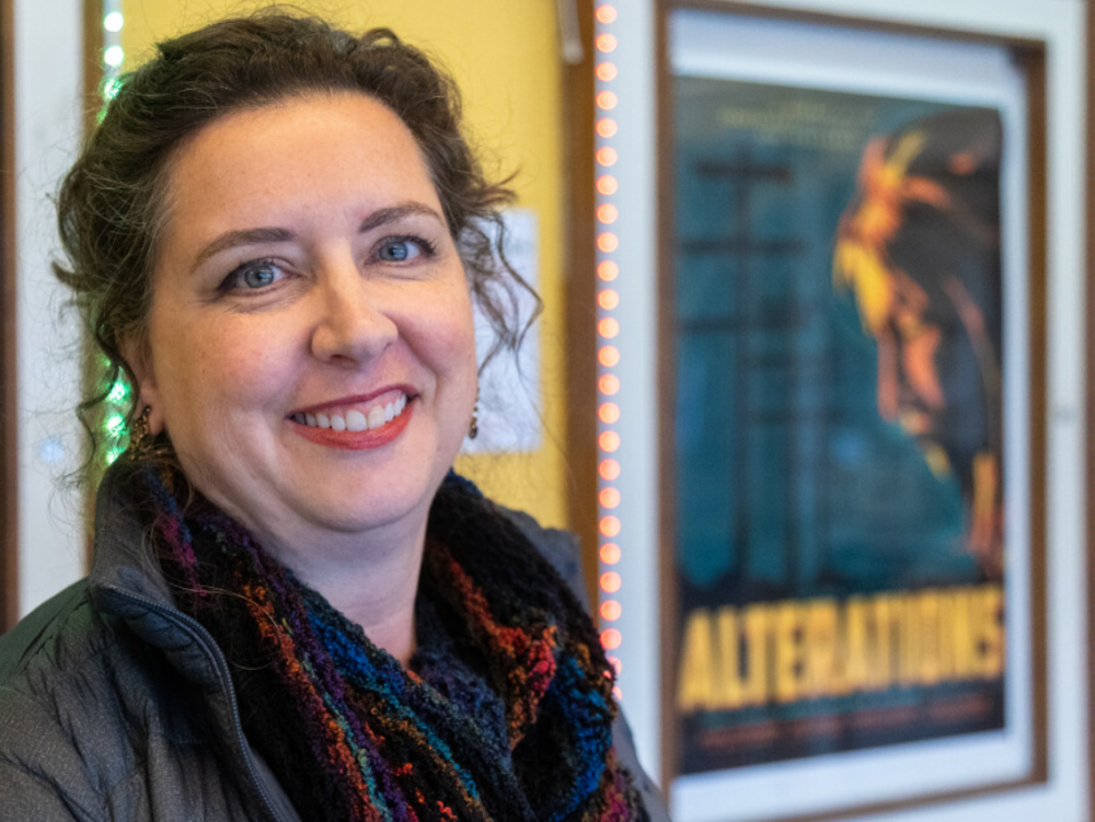 Director Jen Romnes is all smiles ahead of the premiere of her made-in-London movie, Alterations, at the Hyland Cinema in London. Photo taken on Jan. 12, 2025. (Mike Hensen/The London Free Press)
