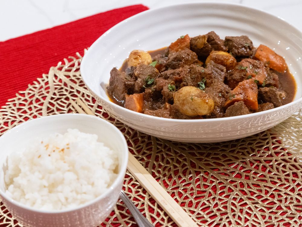 Asian Beef Stew with rice in London, Ont.  on Monday January 20, 2025.  (Mike Hensen/The London Free Press)