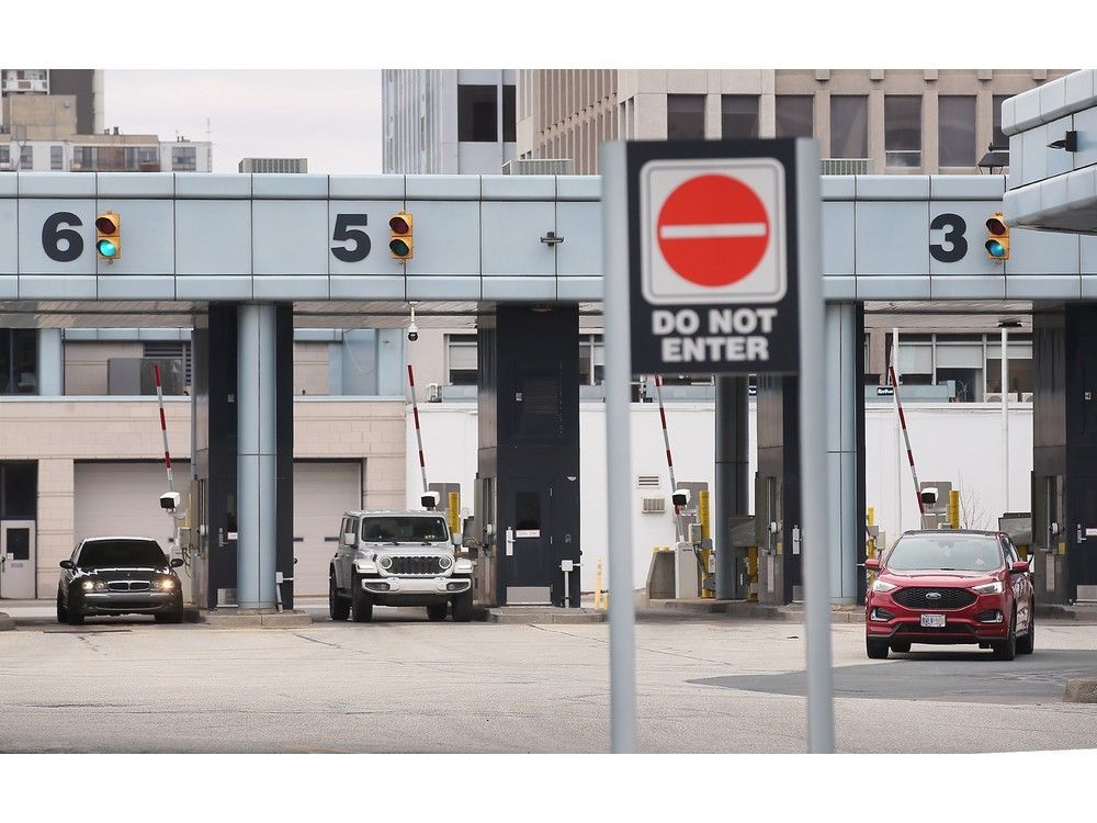 Motorists are shown at CBSA inspection booths at the Windsor-Detroit tunnel in Windsor on Thursday, March 6, 2025.