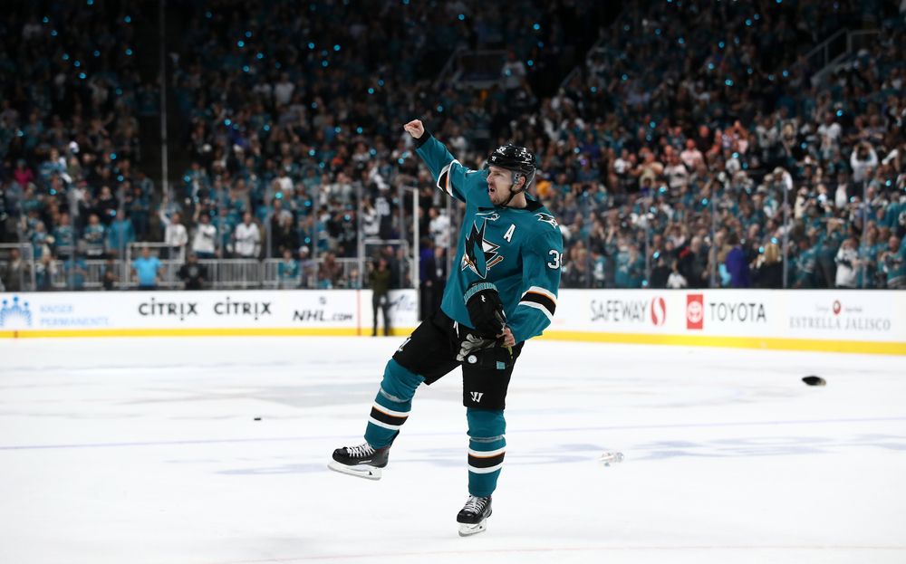 Logan Couture #39 of the San Jose Sharks