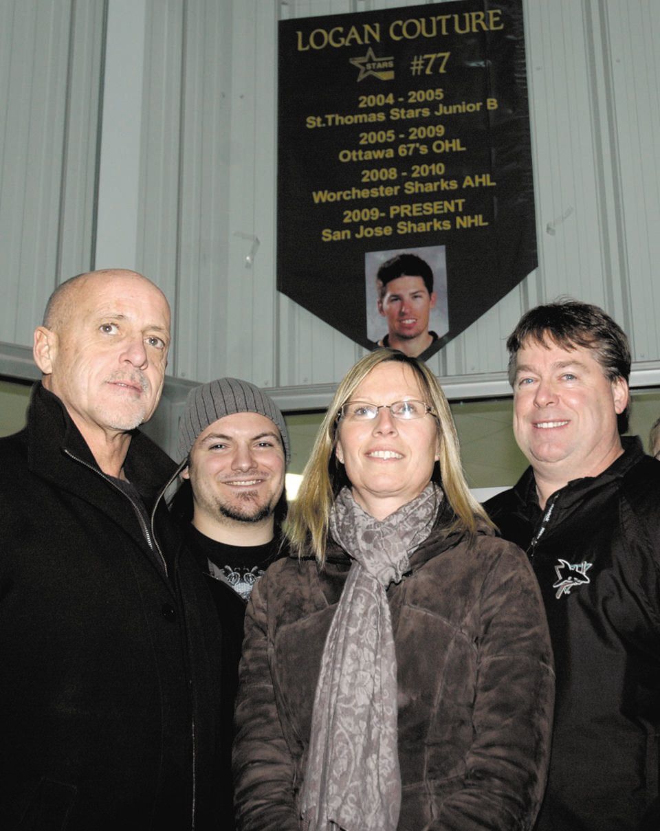 banner honouring former St. Thomas Star Logan Couture