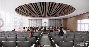 rendering of the proposed city council chambers