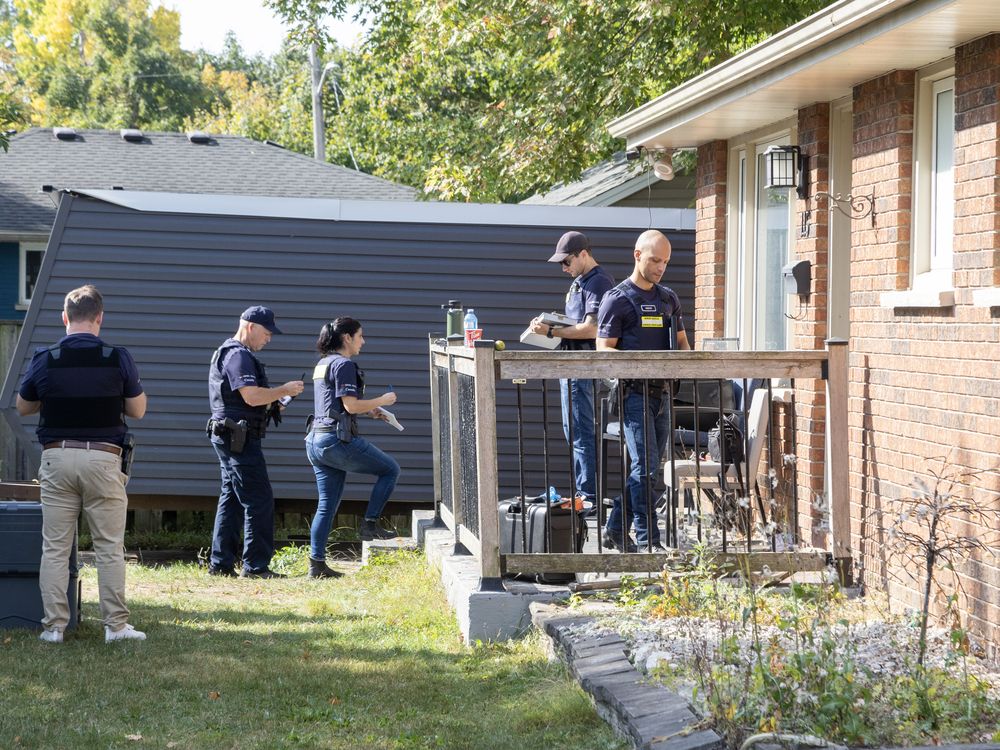 There was a large police presence at an east London home Thursday as part of an investigation into gun smuggling.