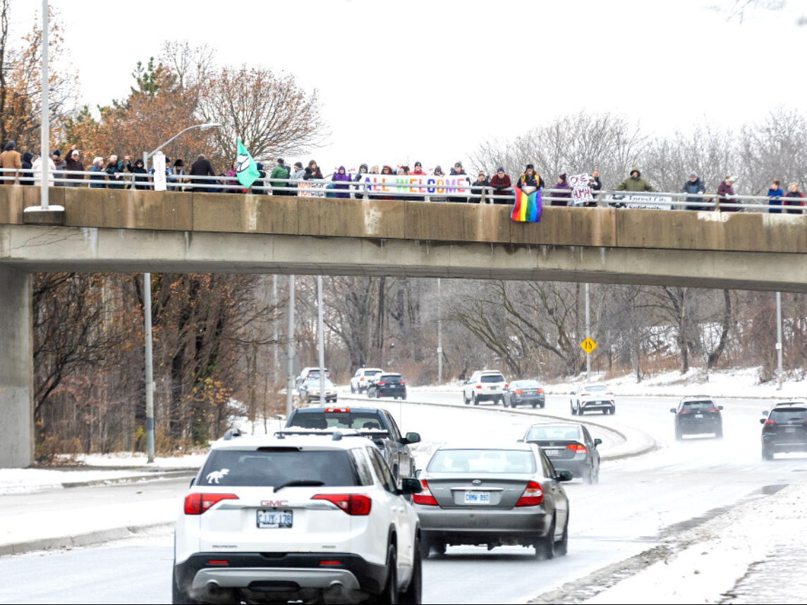 “People are here to celebrate love and joy,” said Ward 11 Coun. Skylar Franke, who represents the area and organized the event. 