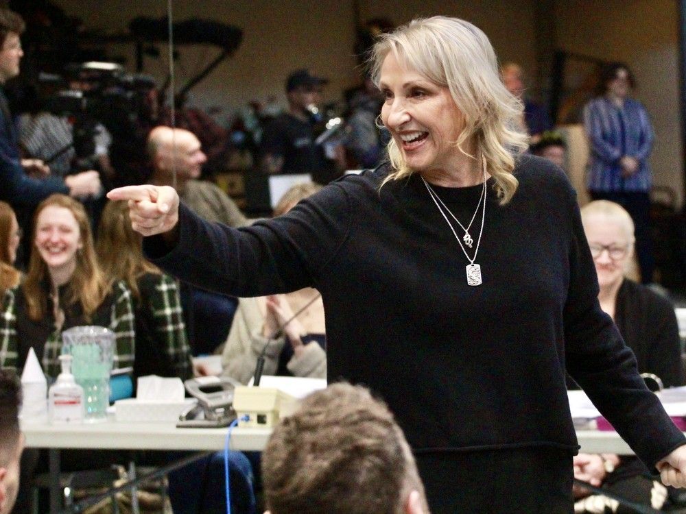 Stratford Festival director and choreographer Donna Feore makes a point during her speech to cast members of Guys and Dolls and Something Rotten on Monday Jan. 25, 2026, at the main theatre to kick off rehearsals for the 2026 season. (Cory Smith/Beacon Herald)