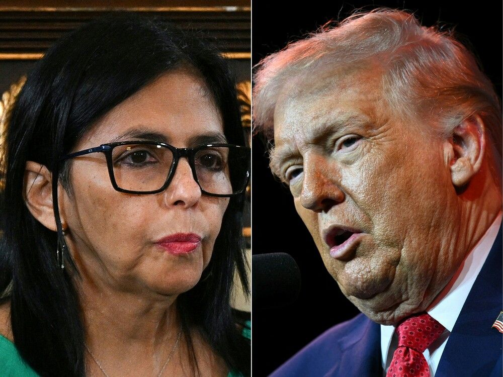 Delcy Rodriguez and Donald Trump