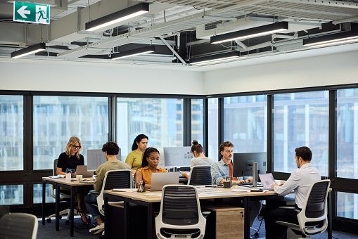 people working in an office