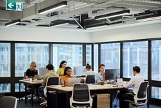 people working in an office