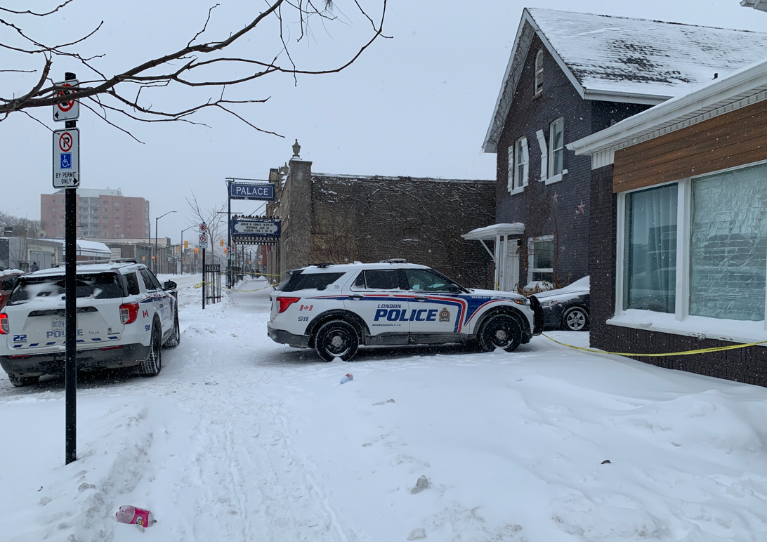 London police closed off a section of Dundas Street in Old East Village on Sunday as officers investigated an overnight shooting.