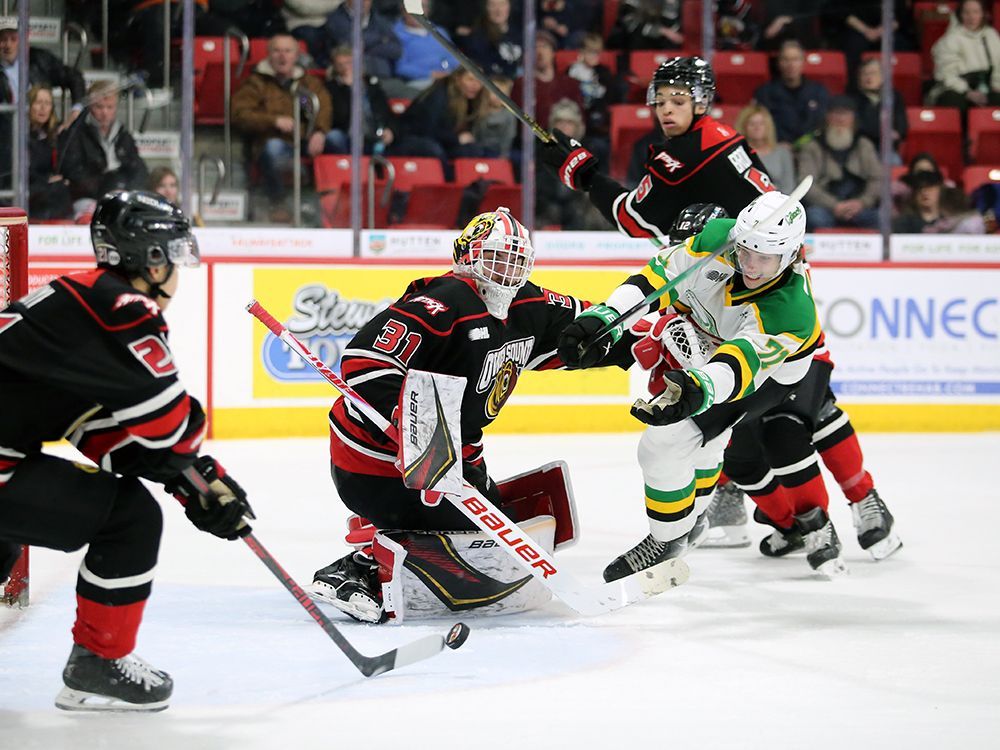 Ryan Brown has some big shoes to fill on the London Knights power play, but he looked the part Saturday in Owen Sound.