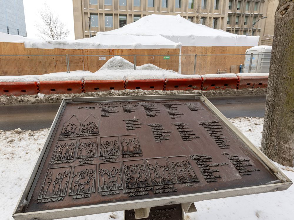 A downtown London monument's restoration will now take until the end of May to complete, city hall officials say. 